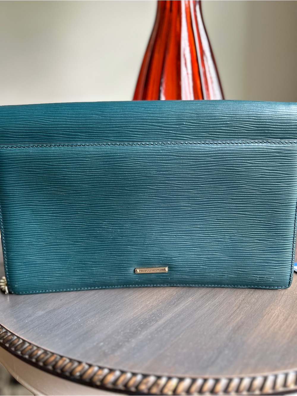 Rebecca Minkoff Textured Leather Paris Clutch, Gold-Tone Hardware, Vintage CLEAN - Picture 11 of 16